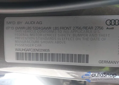 2014 Audi A6 3.0T Premium Plus from USA, damaged, VIN WAUHGAFC2EN029805